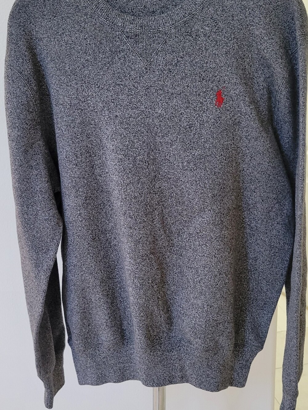 Polo Ralph Lauren Med Sweatshirt/Gray-Blk 100% Cotn-Tweedy Weave. Soft w Stretch